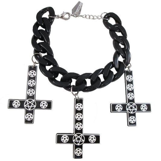 Inverted Cross Pentagram Bracelet BlackAnother Way of Life