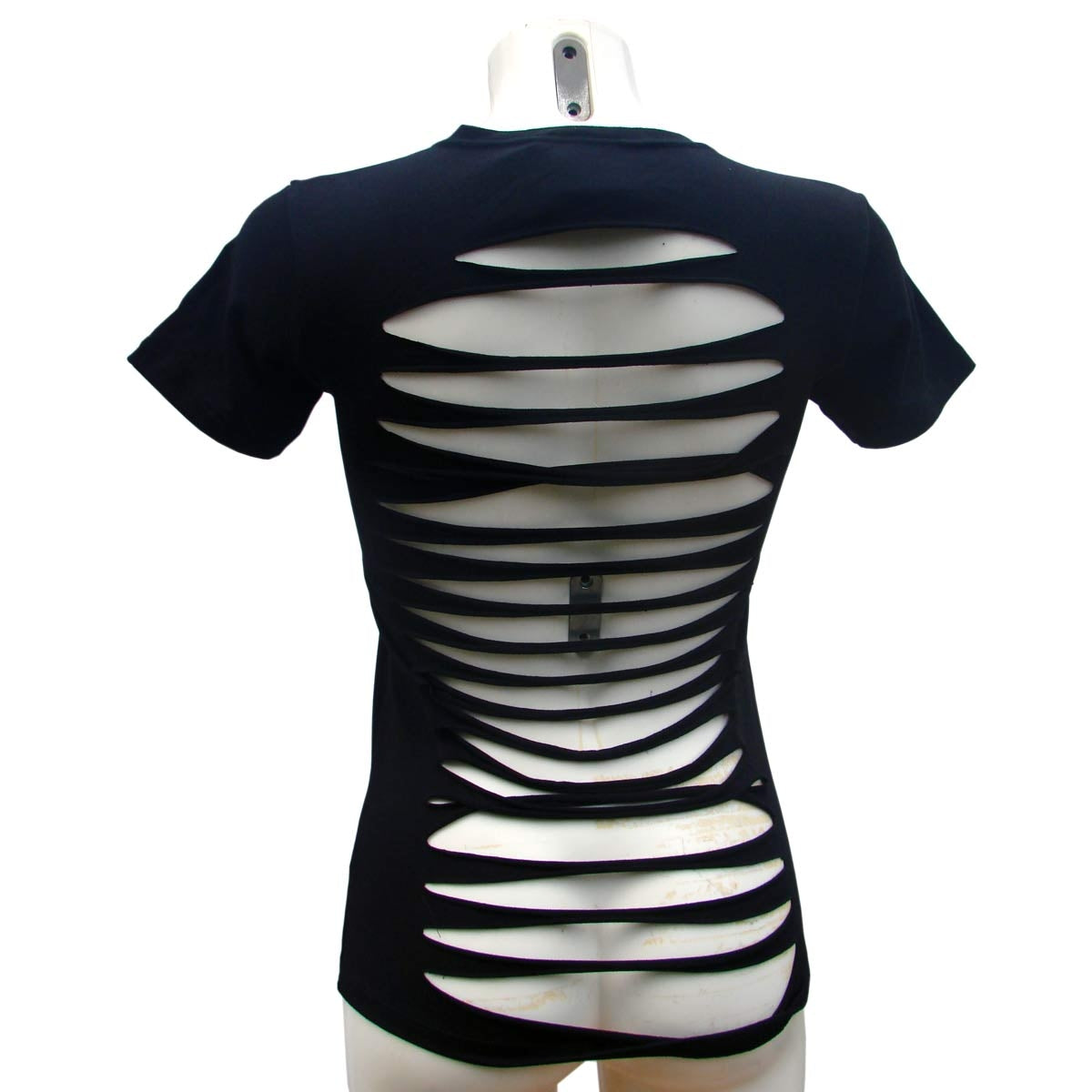 Women's Black T-Shirt Leatherface Slashback back