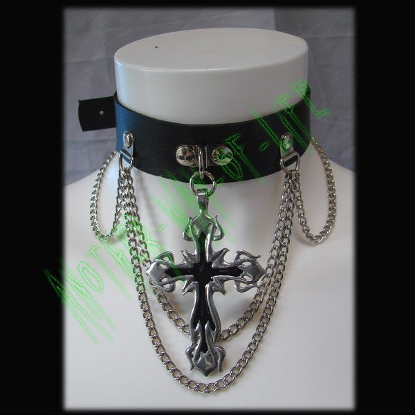 Leather Choker with crossAnother Way of Life
