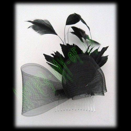Fascinator Black With Net Boa &amp; Feather DetailAnother Way of Life