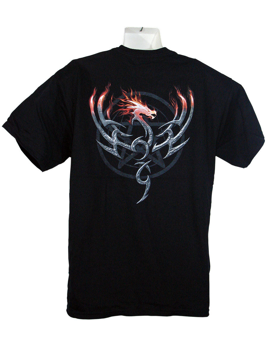 Men's Black T-Shirt Dragon Blaze Back