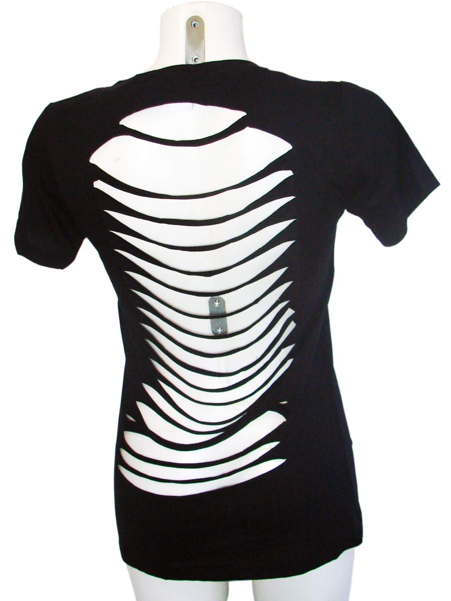 Rock n' Roll Motherfucker Slashback Womens Black T-Shirt Back