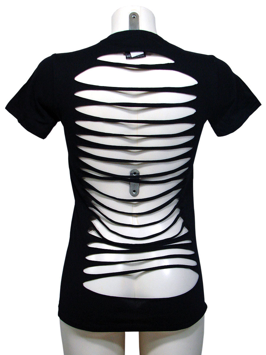 Women's Black T-shirt Slashback Too Fast 1