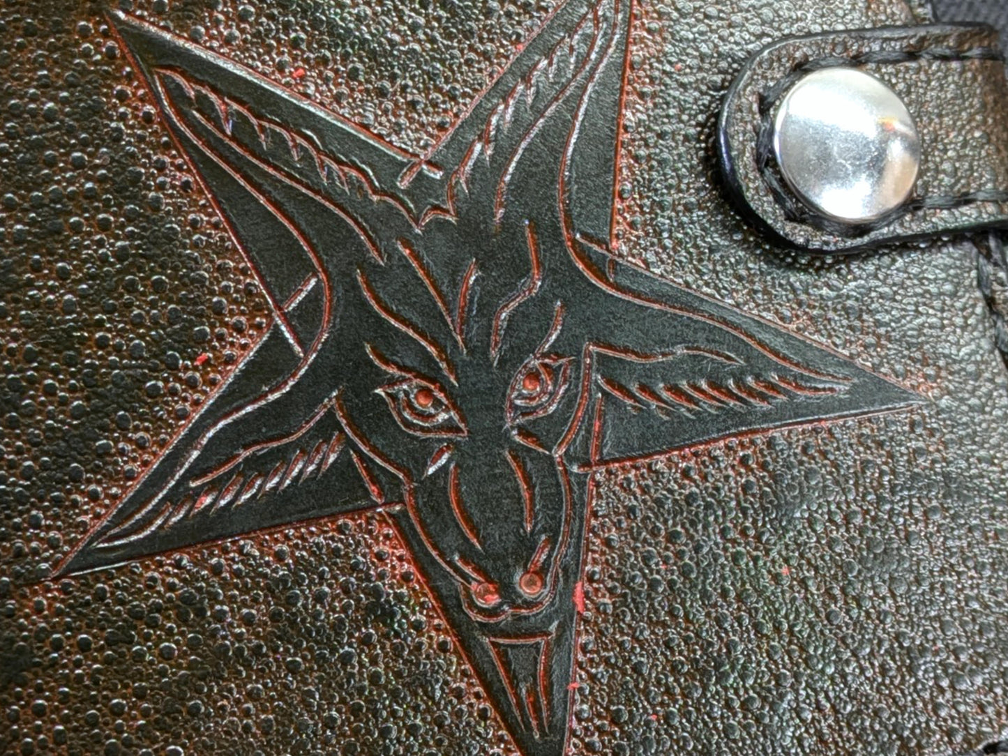 Handcrafted Baphomet Bifold Wallet | Gothic Leather Wallet