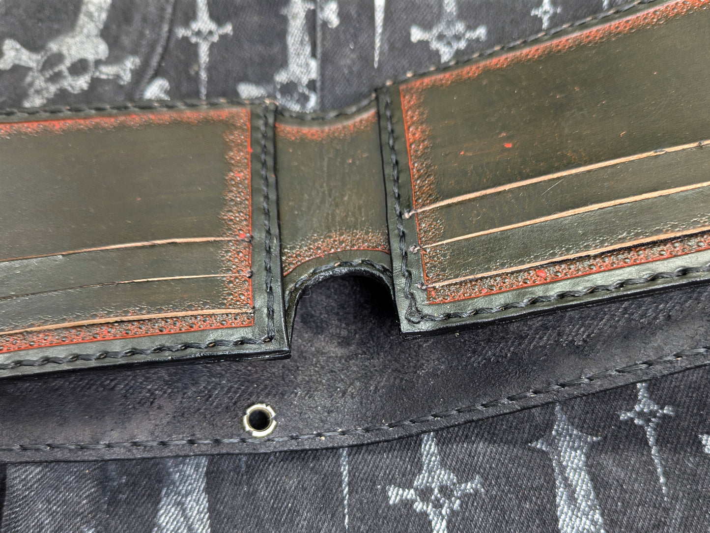 Handmade Leather Bifold Wallet with Iron Cross | Men's Small Slim Wallet