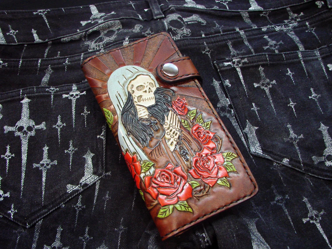 Santa Muerte biker style Long Wallet