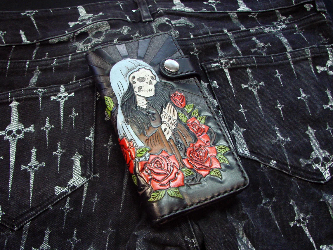 Santa Muerte biker style Long Wallet