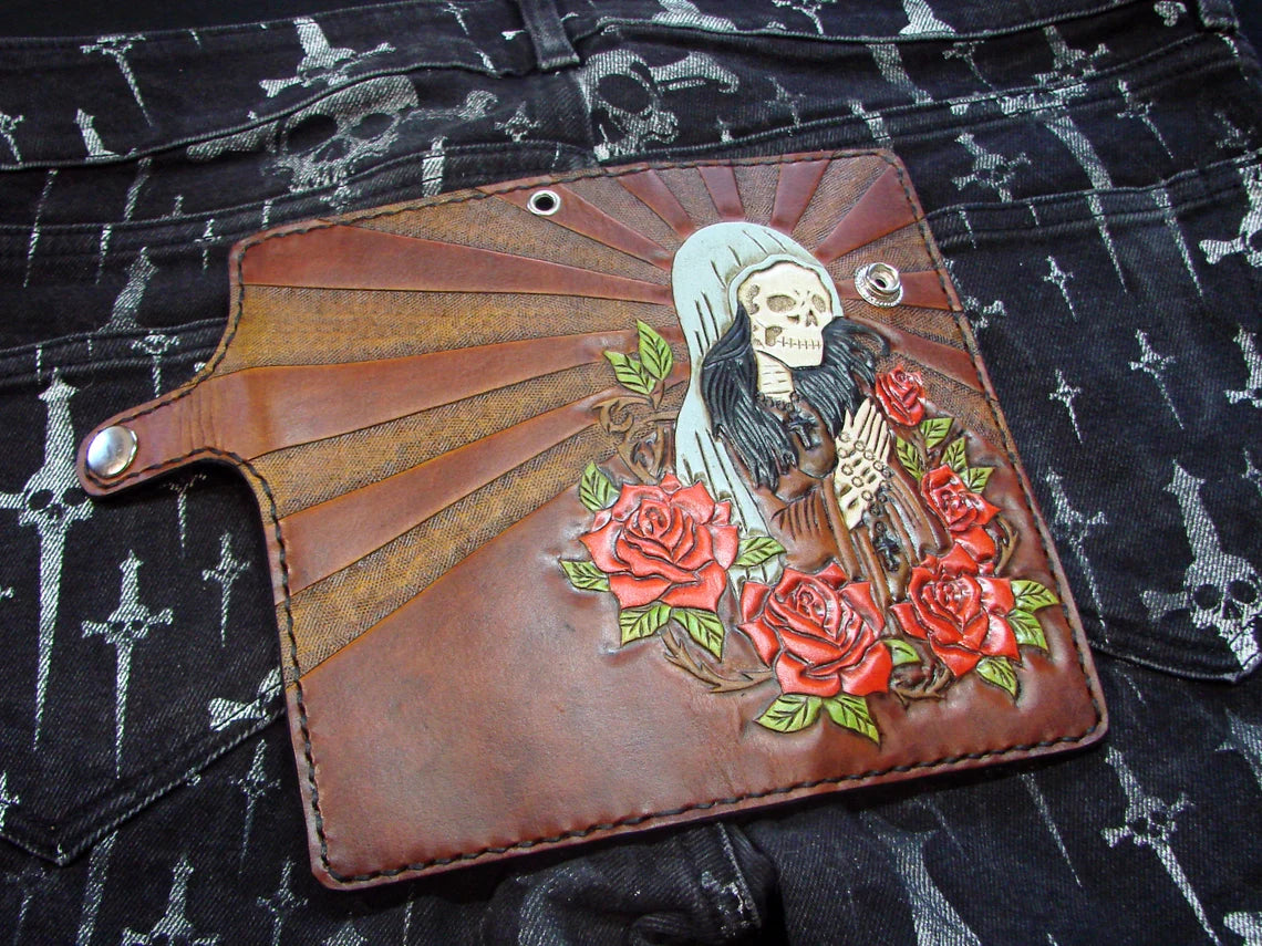 Santa Muerte biker style Long Wallet