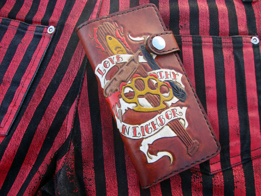 Leather wallet style biker Love Thy Neighbor