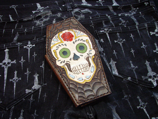 Coffin-shaped wallet: Sugar Skull