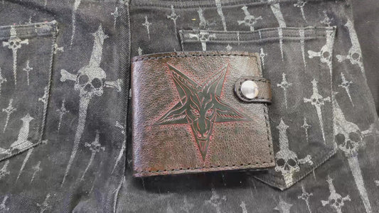 Handcrafted Baphomet Bifold Wallet | Gothic Leather Wallet