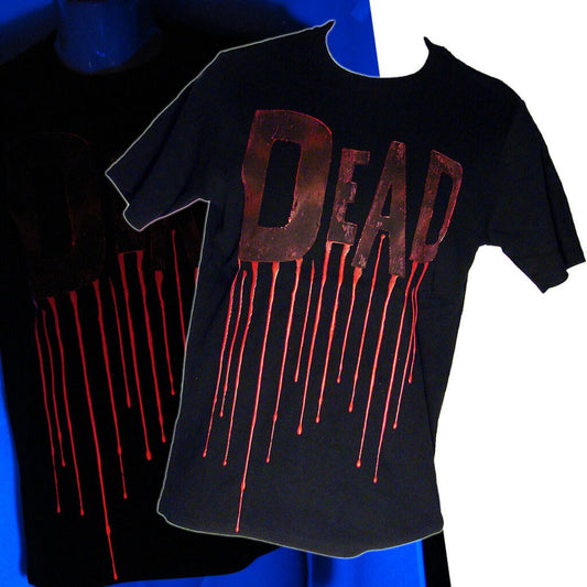 Men's Cyber Goth Black T-Shirt Dead With UV Rubber Another Way of Life