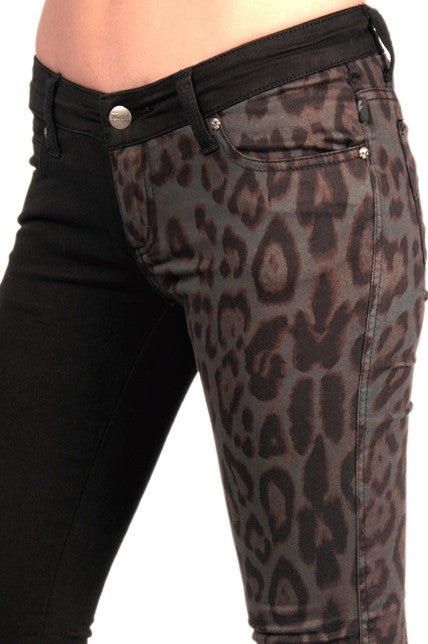 Split leg skinny jeans Leopard Print Another Way of Life