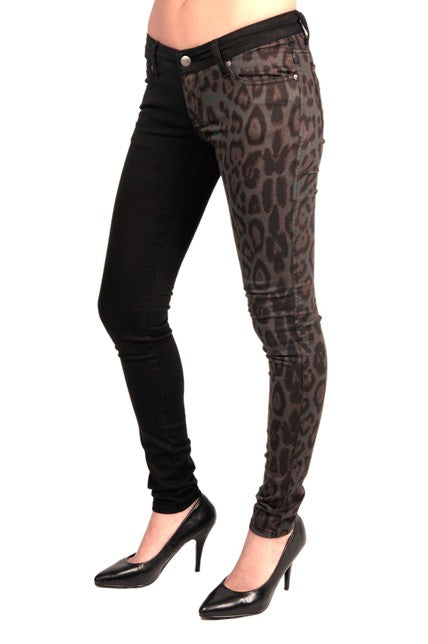 Split leg skinny jeans Leopard Print Another Way of Life