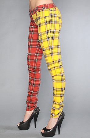 Red plaid skinny sale jeans womens