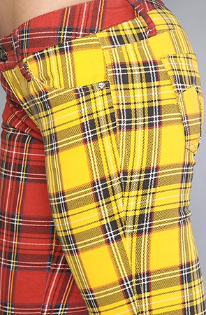 Split Leg Pant in Red and Yellow Plaid 5