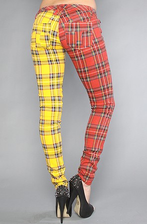 Split Leg Pant in Red and Yellow Plaid 1