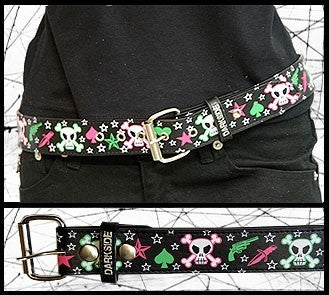Woman's punk black belt with skulls and stars Another Way of Life