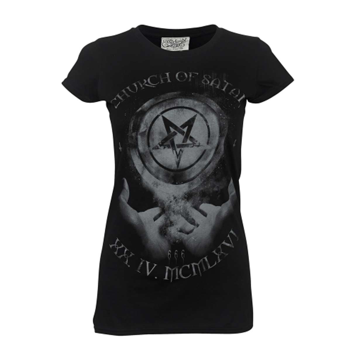 Womens  Black T-Shirt  Church of Satan 