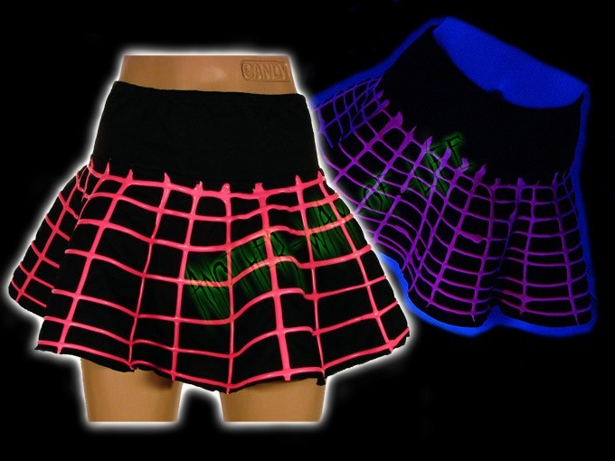 Cyber mini skirt in black and fluorescent pink - Another Way of Life
