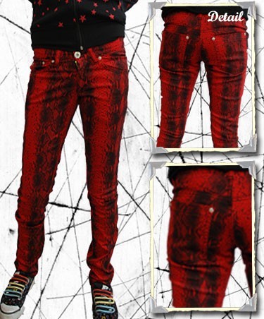Red Snakeskin Hipster JeansAnother Way of Life