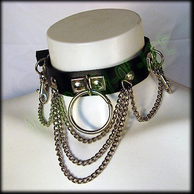 Punk leather collar with chains and ringsAnother Way of Life