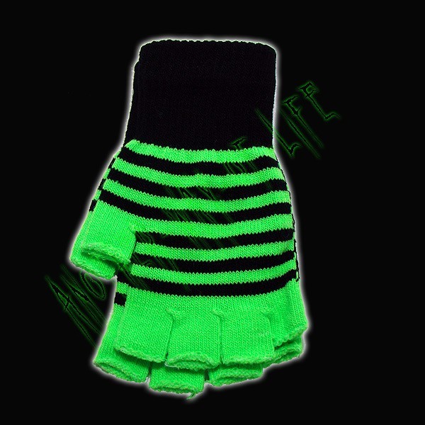 Gothic fingerless gloves striped neon colors Another Way of Life