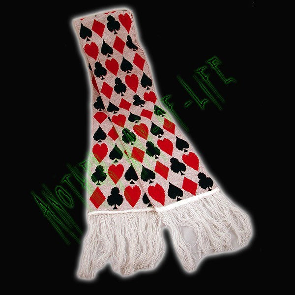 White scarf with designs of playing cardsAnother Way of Life