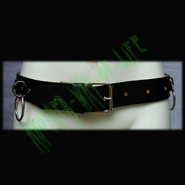 Punk black leather belt with rings Another Way of Life