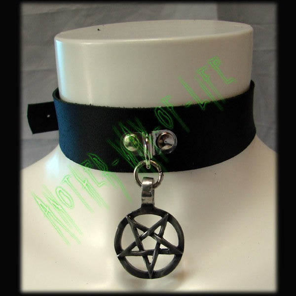 Leather Choker with inverted pentagram medallionAnother Way of Life