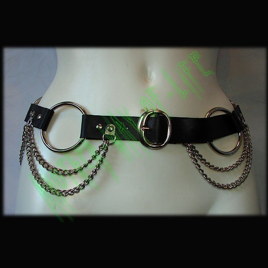 Handmade Leather Punk Belt with rings and chains By Another Way of LifeAnother Way of Life
