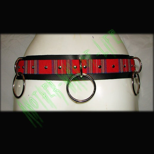 Black Punk Belt with rings and tartan By Another Way of LifeAnother Way of Life