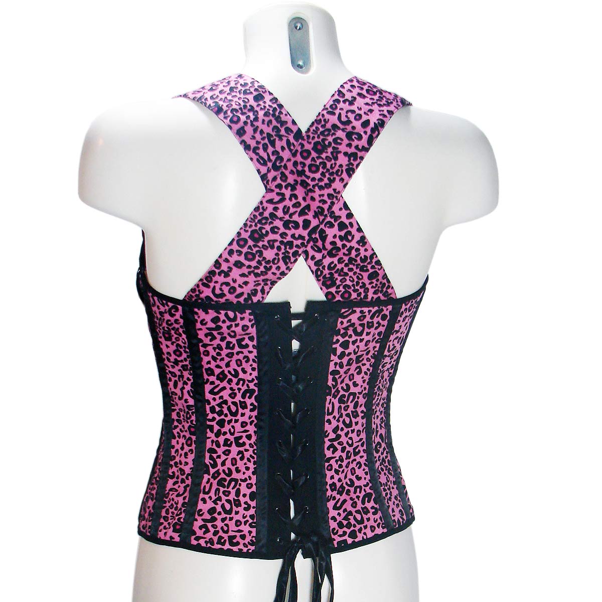 Overbust Corset bodice top Oi Oi Pink Leopard Print