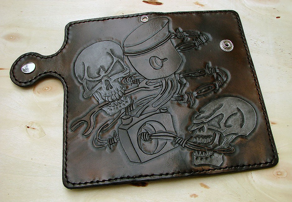 Biker-style wallet with white skullAnother Way of Life