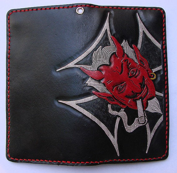 Cow leather biker-style wallet  with devilAnother Way of Life