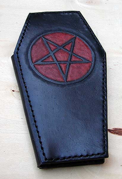 Biker style coffin wallet with pentagram by Another Way of LifeAnother Way of Life