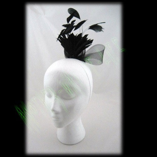 Fascinator Black With Net Boa &amp; Feather DetailAnother Way of Life