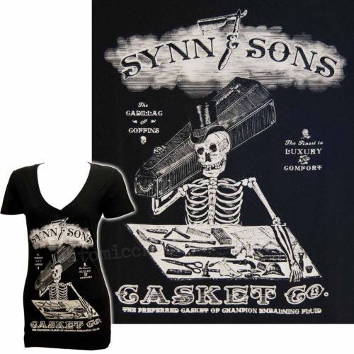   Women's T-Shirt Sins Synn Sons Casket Coffin 1
