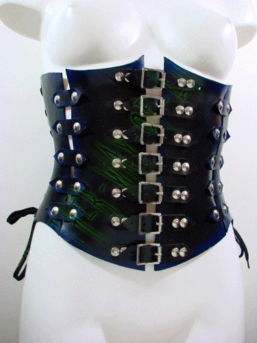 Black and blue under bust leather corsetAnother Way of Life