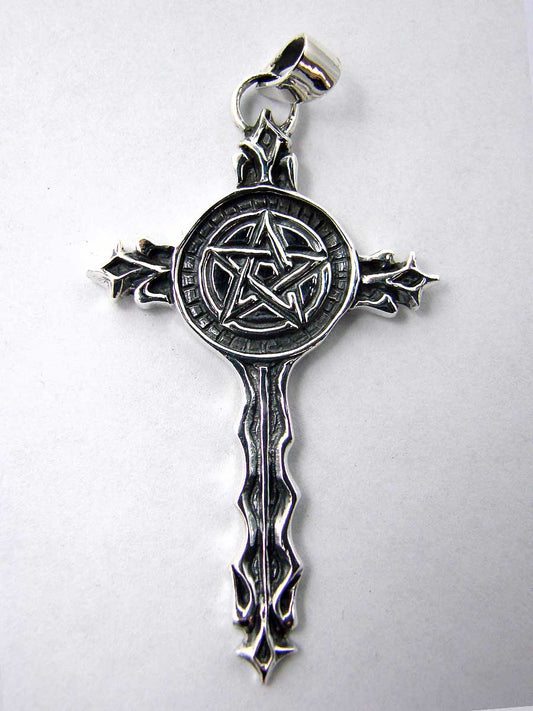 Cross with pentagram in sterling silver - Another Way of Life