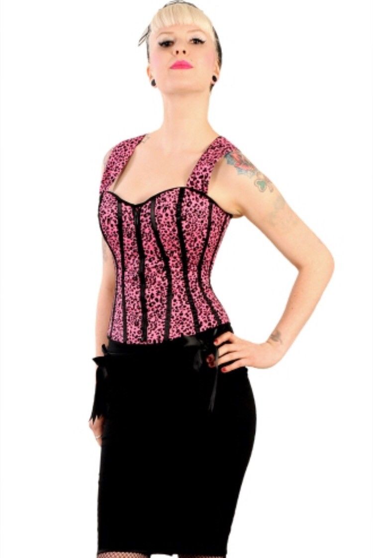 Corset bodice top Oi Oi Pink Leopard Print by Hell Bunny Another Way of Life