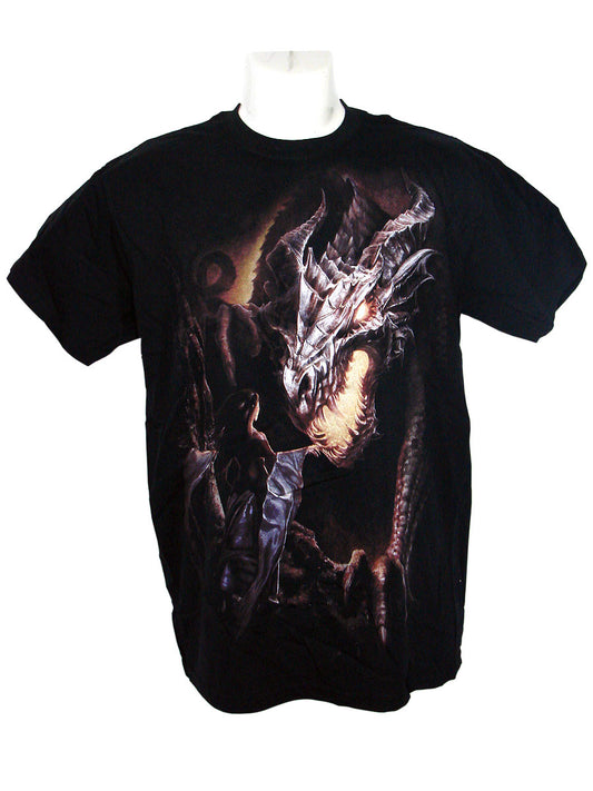Men's Black T-Shirt Dragon Maiden