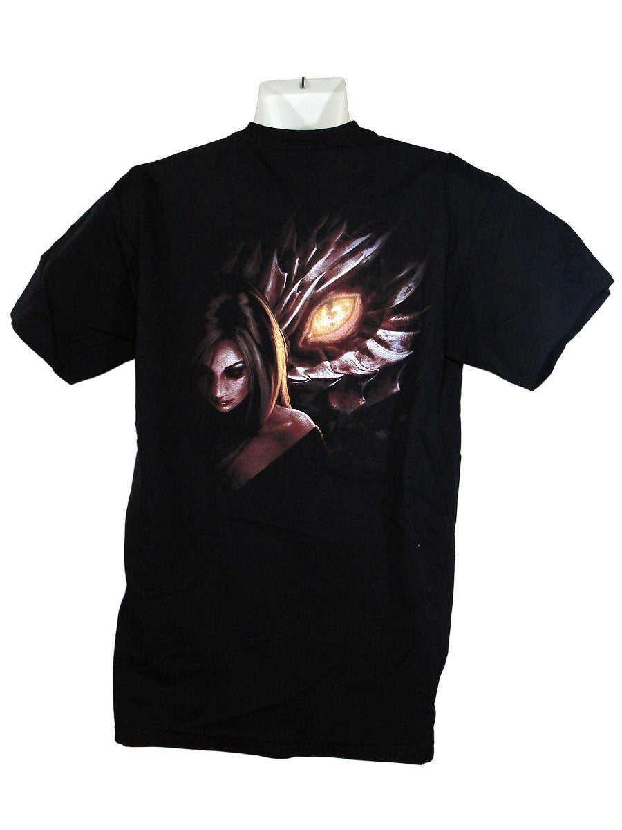 Men's Black T-Shirt Dragon Maiden Back