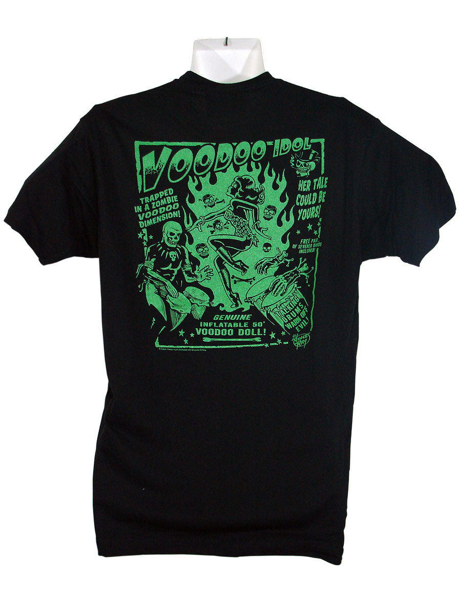 Men's Black T-Shirt Kustom Kreeps Skull Voodoo Idol 1