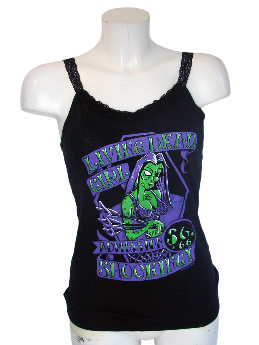 Women's Black Top With Lace Straps Living Dead Girl