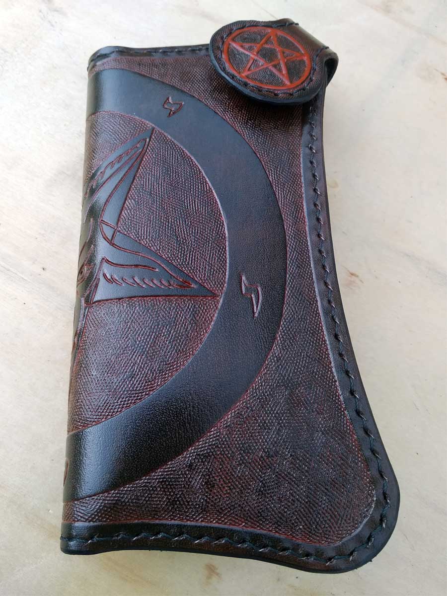 Handmade Leather Wallet Baphomet biker-style By Another Way of Life