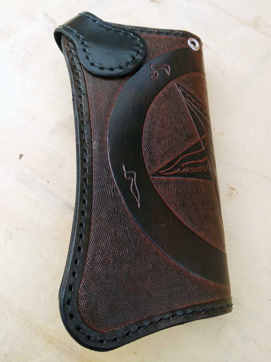 Handmade Leather Wallet Baphomet biker-style By Another Way of Life 1