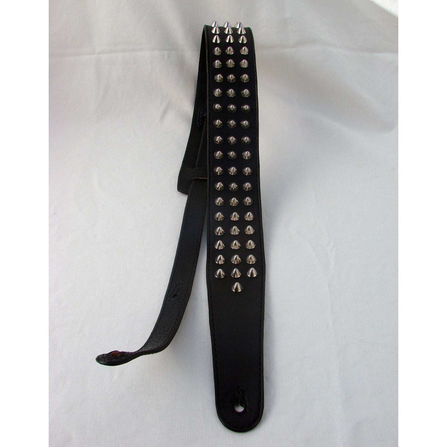 Leather Guitar Strap 3 rows of spikes