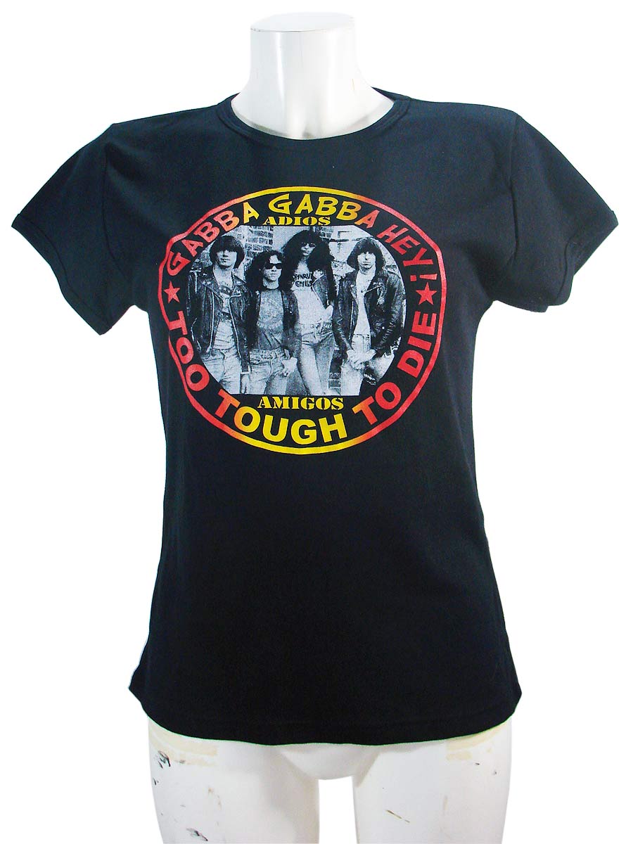 Ramones Womens Black Slim T-Shirt Adios Amigos.