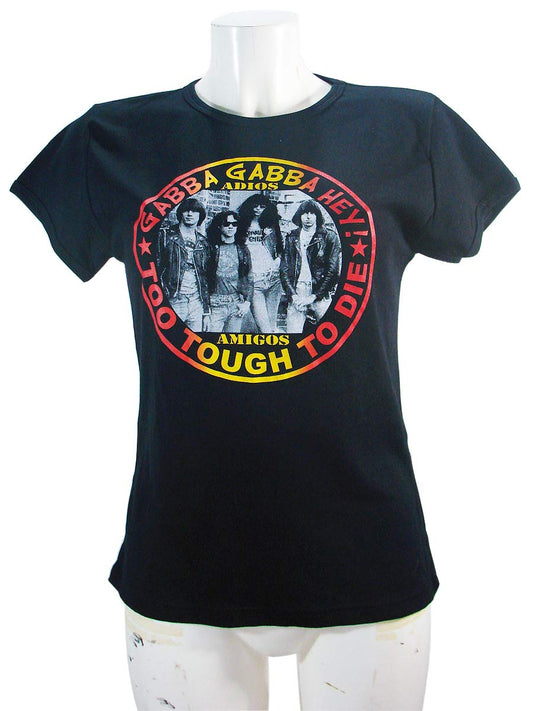 Ramones Womens Black Slim T-Shirt Adios Amigos.